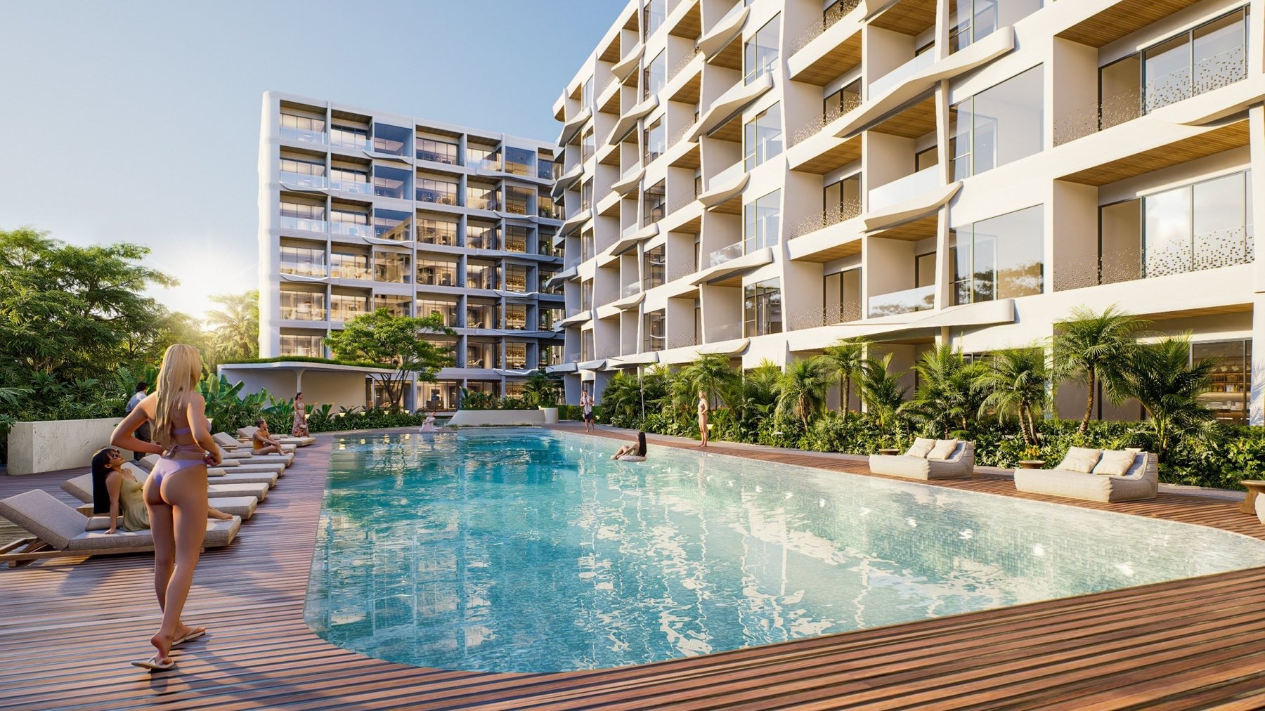Piscina del condominio resort, Nai Harn, Phuket Monolocale